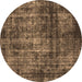 Round Oriental Brown Industrial Rug, urb2212brn