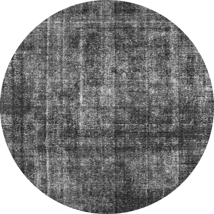 Round Machine Washable Oriental Gray Industrial Rug, wshurb2212gry