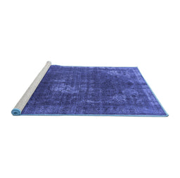 Sideview of Machine Washable Oriental Blue Industrial Rug, wshurb2213blu
