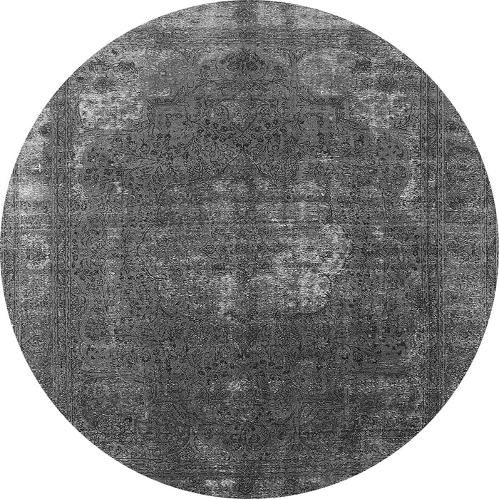 Round Oriental Gray Industrial Rug, urb2213gry