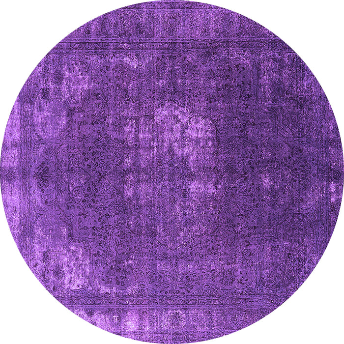Round Machine Washable Oriental Purple Industrial Area Rugs, wshurb2213pur