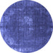 Round Oriental Blue Industrial Rug, urb2213blu