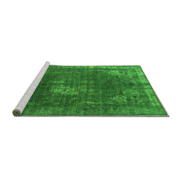 Sideview of Machine Washable Oriental Green Industrial Area Rugs, wshurb2213grn