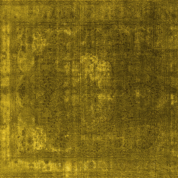 Square Machine Washable Oriental Yellow Industrial Rug, wshurb2213yw