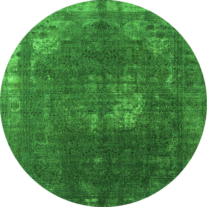 Round Oriental Green Industrial Rug, urb2213grn