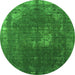 Round Oriental Green Industrial Rug, urb2213grn