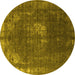 Round Oriental Yellow Industrial Rug, urb2213yw