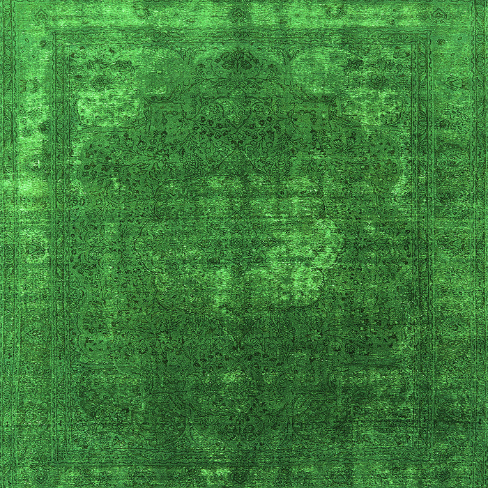 Square Machine Washable Oriental Green Industrial Area Rugs, wshurb2213grn