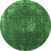 Round Oriental Emerald Green Industrial Rug, urb2213emgrn