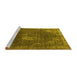 Sideview of Machine Washable Oriental Yellow Industrial Rug, wshurb2213yw