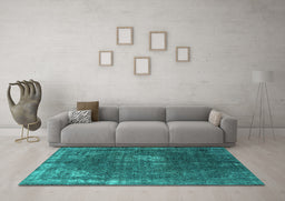 Machine Washable Oriental Turquoise Industrial Area Rugs in a Living Room,, wshurb2213turq