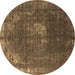 Round Oriental Brown Industrial Rug, urb2213brn