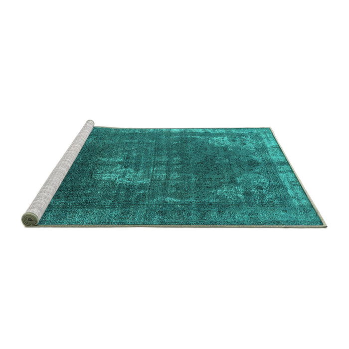 Sideview of Machine Washable Oriental Turquoise Industrial Area Rugs, wshurb2213turq