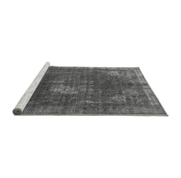 Sideview of Machine Washable Oriental Gray Industrial Rug, wshurb2213gry