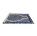 Sideview of Machine Washable Industrial Modern Lapis Blue Rug, wshurb2214