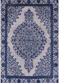 Machine Washable Industrial Modern Lapis Blue Rug, wshurb2214