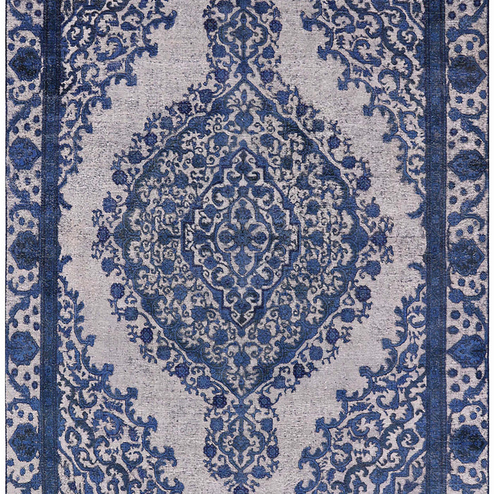 Machine Washable Industrial Modern Lapis Blue Rug, wshurb2214