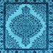 Square Machine Washable Oriental Light Blue Industrial Rug, wshurb2214lblu