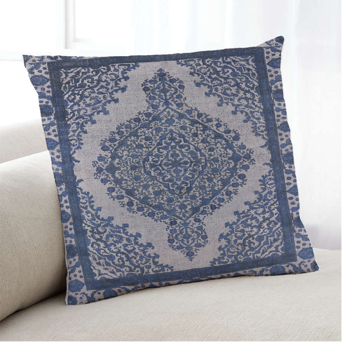 Lifestyle Image of Mid-Century Modern Urban Square Lapis Blue Throw Pillow, 18 inch by 18 inch, pwurb2214