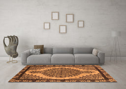 Machine Washable Oriental Orange Industrial Area Rugs in a Living Room, wshurb2214org