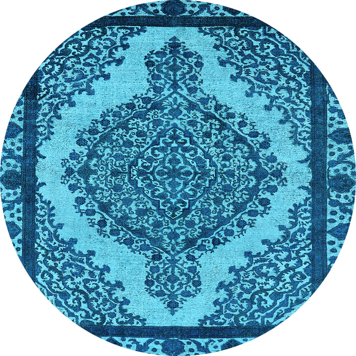 Round Oriental Light Blue Industrial Rug, urb2214lblu