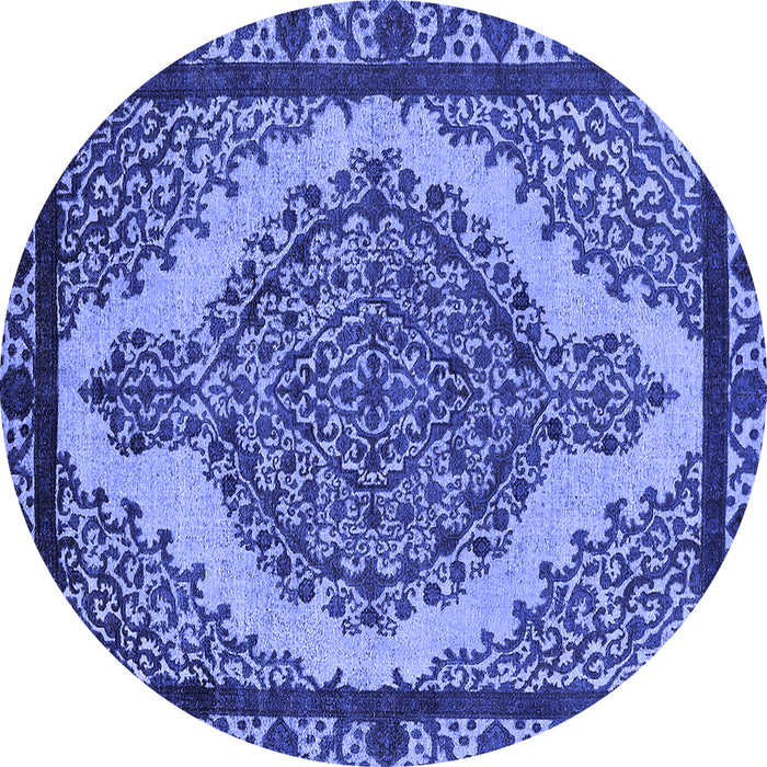 Round Oriental Blue Industrial Rug, urb2214blu