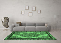 Machine Washable Oriental Emerald Green Industrial Rug, wshurb2214emgrn