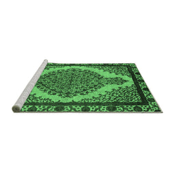 Sideview of Machine Washable Oriental Emerald Green Industrial Area Rugs, wshurb2214emgrn