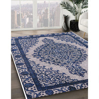 Mid-Century Modern Blue Oriental Rug, urb2214