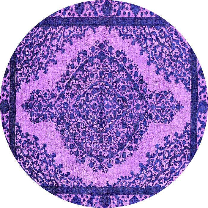 Round Machine Washable Oriental Purple Industrial Area Rugs, wshurb2214pur