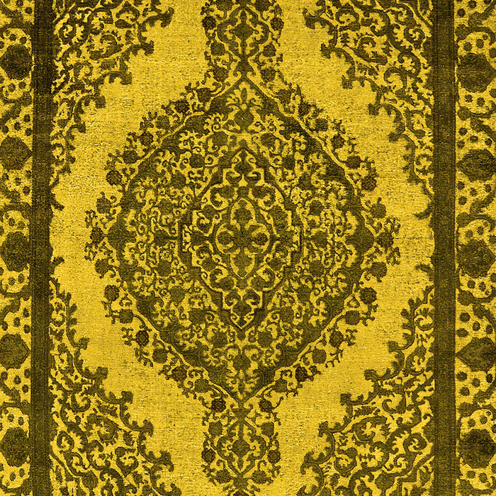 Machine Washable Oriental Yellow Industrial Rug, wshurb2214yw