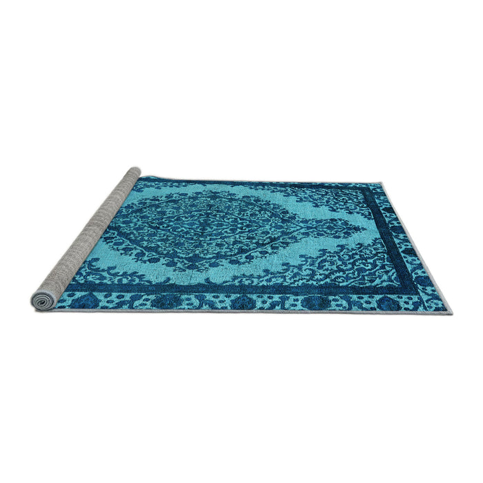 Sideview of Machine Washable Oriental Light Blue Industrial Rug, wshurb2214lblu