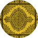 Round Machine Washable Oriental Yellow Industrial Rug, wshurb2214yw