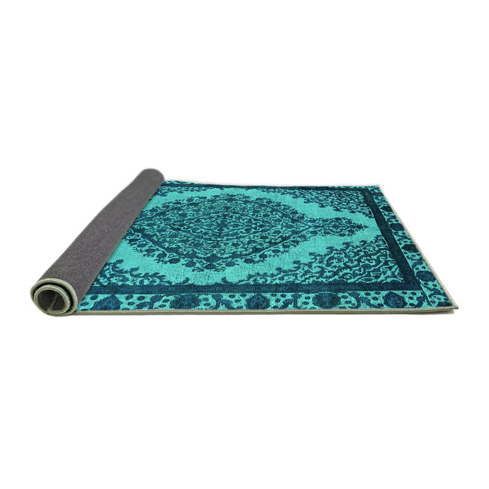 Sideview of Oriental Turquoise Industrial Rug, urb2214turq