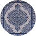 Round Machine Washable Industrial Modern Lapis Blue Rug, wshurb2214