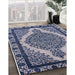 Mid-Century Modern Blue Oriental Rug in Family Room, urb2214