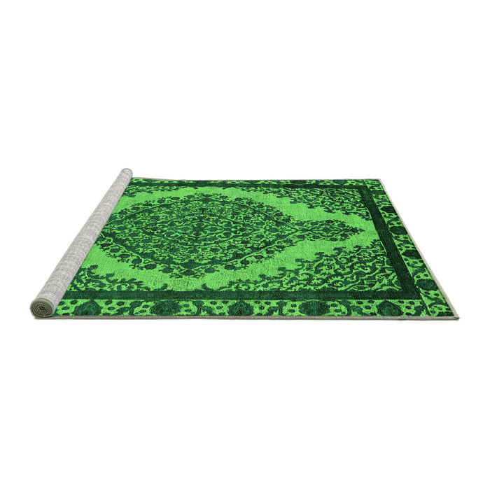 Sideview of Machine Washable Oriental Green Industrial Area Rugs, wshurb2214grn