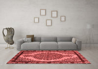 Machine Washable Oriental Red Industrial Rug, wshurb2214red