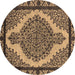 Round Oriental Brown Industrial Rug, urb2214brn