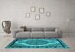 Machine Washable Oriental Turquoise Industrial Area Rugs in a Living Room,, wshurb2214turq