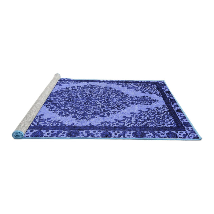 Sideview of Machine Washable Oriental Blue Industrial Rug, wshurb2214blu