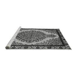 Sideview of Machine Washable Oriental Gray Industrial Rug, wshurb2214gry