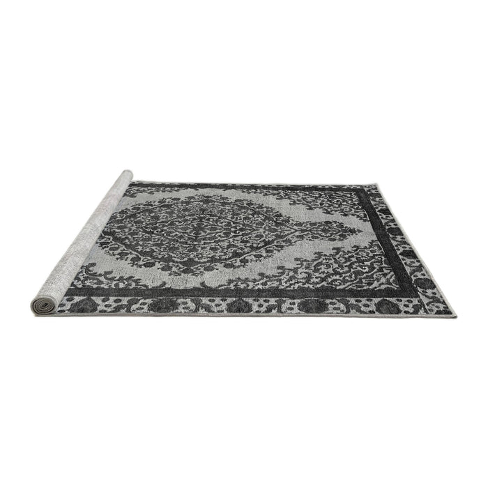 Sideview of Machine Washable Oriental Gray Industrial Rug, wshurb2214gry