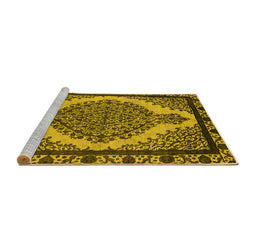 Sideview of Machine Washable Oriental Yellow Industrial Rug, wshurb2214yw