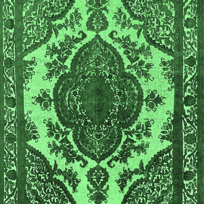 Machine Washable Oriental Emerald Green Industrial Area Rugs, wshurb2215emgrn