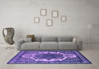 Machine Washable Oriental Purple Industrial Rug, wshurb2215pur