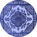 Round Oriental Blue Industrial Rug, urb2215blu