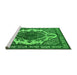 Sideview of Machine Washable Oriental Green Industrial Area Rugs, wshurb2215grn