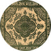 Round Oriental Brown Industrial Rug, urb2215brn