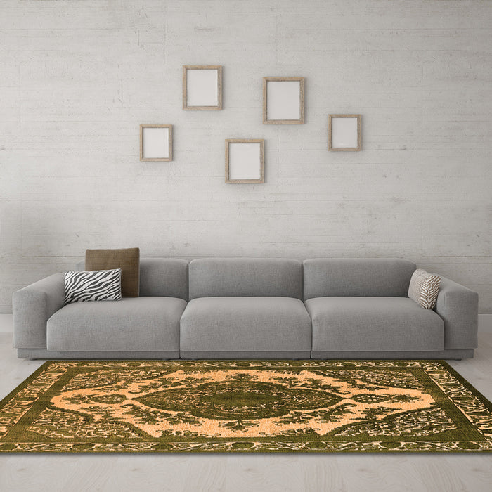 Machine Washable Oriental Orange Industrial Area Rugs in a Living Room, wshurb2215org